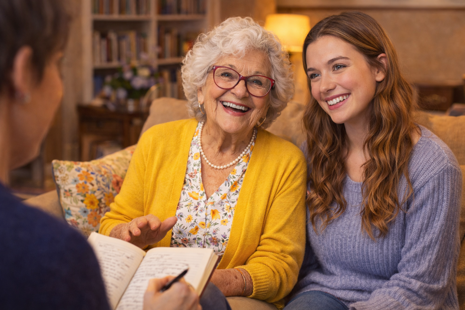 Une grand-mère et une petite-fille partagent une activité ensemble à Figeac